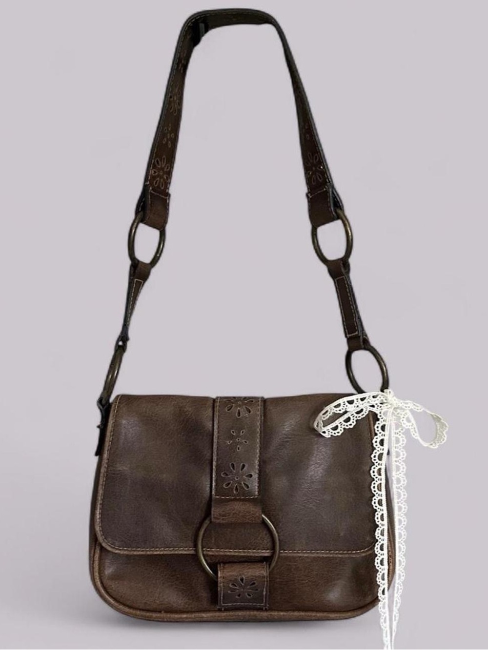 Vintage Y2K Limited Too Brown Floral Cutout Shoulder Bag